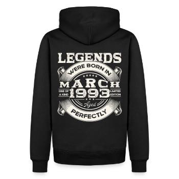 Mars Né 1993 30e anniversaire Homme Légendaire 93 - Sweat à capuche Premium bio Homme - noir - Dos - Nico (187cm)