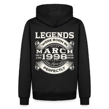 Mars Né 1998 25ème anniversaire Homme Légendaire 98 - Sweat à capuche Premium bio Homme - noir - Dos - Nico (187cm)