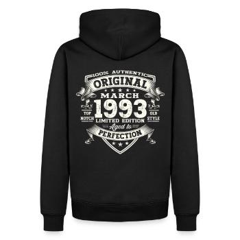 30. Geburtstag Mann Original März Jahrgang 1993 - Männer Premium Bio Hoodie - Schwarz - Hinten - Nico (187cm)