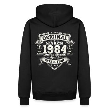 39th birthday Mann Original March Born 1984 - Men’s Premium Organic Hoodie - black - Back - Nico (187cm)