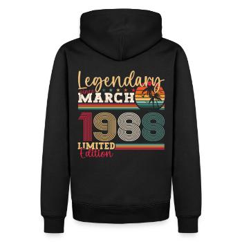 35e anniversaire Mann Awesome March né en 1988 - Sweat à capuche Premium bio Homme - noir - Dos - Nico (187cm)