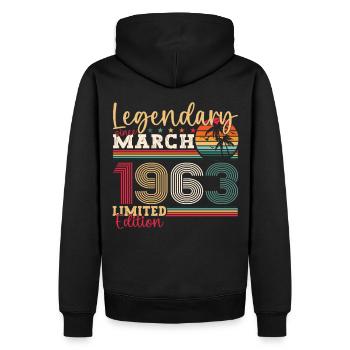 60th birthday Mann Awesome March born 1963 - Men’s Premium Organic Hoodie - black - Back - Nico (187cm)