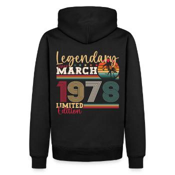 45e anniversaire Mann Awesome March né en 1978 - Sweat à capuche Premium bio Homme - noir - Dos - Nico (187cm)
