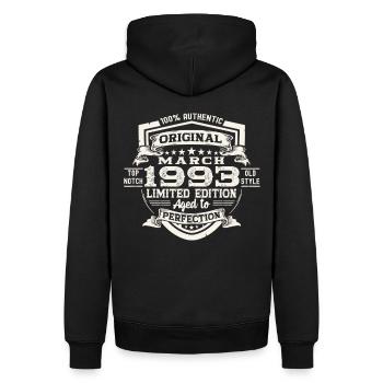 30. Geburtstag Mann Original März Jahrgang 1993 - Männer Premium Bio Hoodie - Schwarz - Hinten - Nico (187cm)