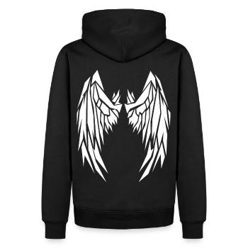 2reborn White Wings Angel Flügel Engelflügel 3 - Männer Premium Bio Hoodie - Schwarz - Hinten - Nico (187cm)