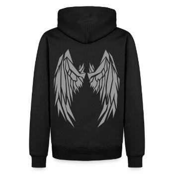 2reborn grau Wings Angel Flügel Engelflügel 5 - Männer Premium Bio Hoodie - Schwarz - Hinten - Nico (187cm)