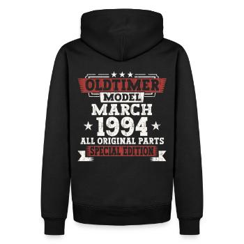 29e anniversaire homme Mars Né 1994 Oldtimer - Sweat à capuche Premium bio Homme - noir - Dos - Nico (187cm)