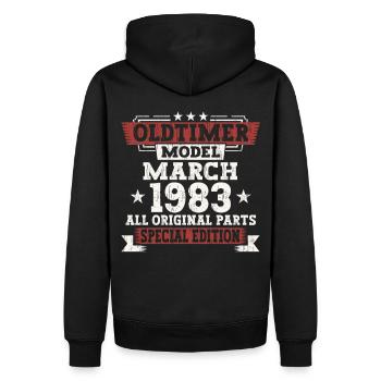 40th birthday man March Born 1983 Oldtimer - Men’s Premium Organic Hoodie - black - Back - Nico (187cm)