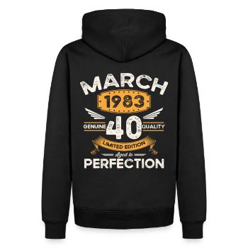 40e anniversaire homme femme Mars né 1983 Légende - Sweat à capuche Premium bio Homme - noir - Dos - Nico (187cm)