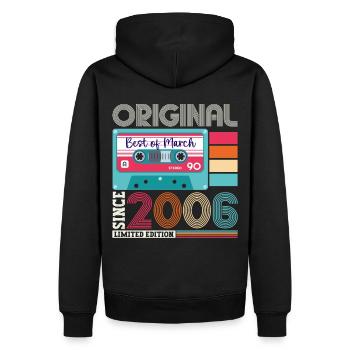 17 Birthday Man March Year 2006 Fun Cassette - Men’s Premium Organic Hoodie - black - Back - Nico (187cm)