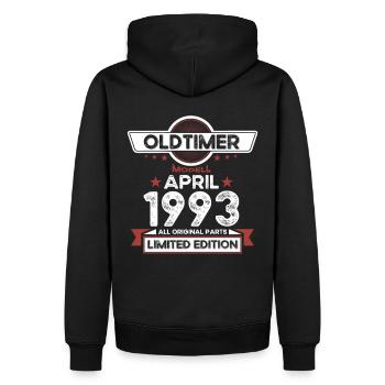 30. Geburtstag Mann Oldtimer April Jahrgang 1993 - Männer Premium Bio Hoodie - Schwarz - Hinten - Nico (187cm)