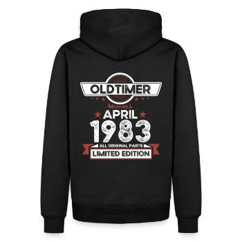 40e anniversaire homme Oldtimer April né en 1983 - Sweat à capuche Premium bio Homme - noir - Dos - Nico (187cm)