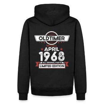 55th birthday man Oldtimer April born 1968 - Men’s Premium Organic Hoodie - black - Back - Nico (187cm)