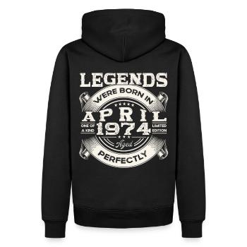 49th birthday man April Born 1974 Oldtimer - Men’s Premium Organic Hoodie - black - Back - Nico (187cm)