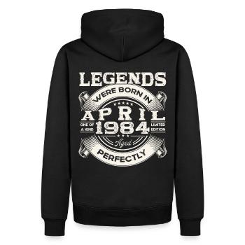 39e anniversaire homme April Né 1984 Oldtimer - Sweat à capuche Premium bio Homme - noir - Dos - Nico (187cm)