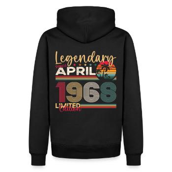 55e anniversaire homme April Né en 1968 Légendaire - Sweat à capuche Premium bio Homme - noir - Dos - Nico (187cm)