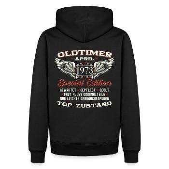 50. Geburtstag Mann April Jahrgang 1973 Oldtimer - Männer Premium Bio Hoodie - Schwarz - Hinten - Nico (187cm)