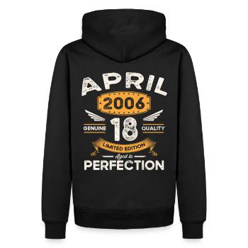 17e anniversaire homme April Né 2006 Légendaire - Sweat à capuche Premium bio Homme - noir - Dos - Nico (187cm)