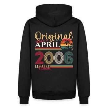17e anniversaire homme April Born 2006 Original - Sweat à capuche Premium bio Homme - noir - Dos - Nico (187cm)