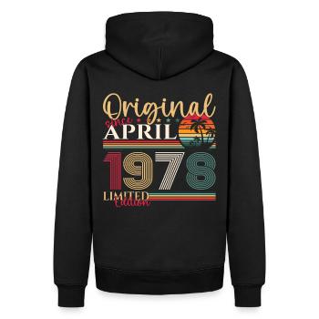 45e anniversaire homme April Né en 1978 Original - Sweat à capuche Premium bio Homme - noir - Dos - Nico (187cm)
