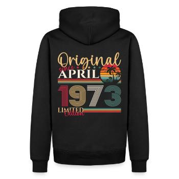 50e anniversaire homme April Né en 1973 Original - Sweat à capuche Premium bio Homme - noir - Dos - Nico (187cm)