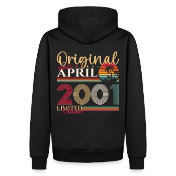 22. Geburtstag Mann April Jahrgang 2001 Original - Männer Premium Bio Hoodie - Schwarz - Hinten - Nico (187cm)