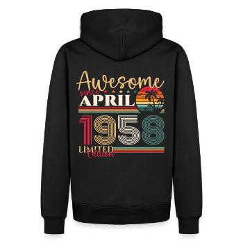 65e anniversaire homme avril né 1958 génial - Sweat à capuche Premium bio Homme - noir - Dos - Nico (187cm)