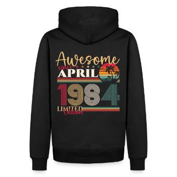 39e anniversaire homme April né en 1984 Génial - Sweat à capuche Premium bio Homme - noir - Dos - Nico (187cm)