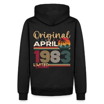 40e anniversaire homme avril né 1983 original - Sweat à capuche Premium bio Homme - noir - Dos - Nico (187cm)
