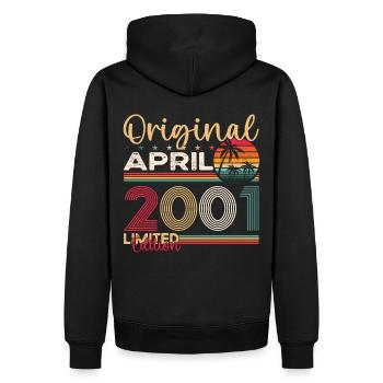 22. Geburtstag Mann April Jahrgang 2001 Original - Männer Premium Bio Hoodie - Schwarz - Hinten - Nico (187cm)