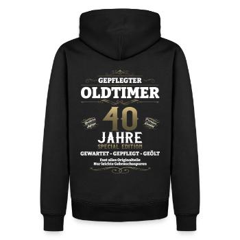 40. Geburtstag Mann Oldtimer Jahrgang 1983 - Männer Premium Bio Hoodie - Schwarz - Hinten - Nico (187cm)