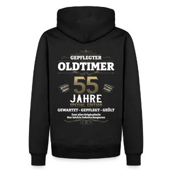 55. Geburtstag Mann Oldtimer Jahrgang 1968 - Männer Premium Bio Hoodie - Schwarz - Hinten - Nico (187cm)