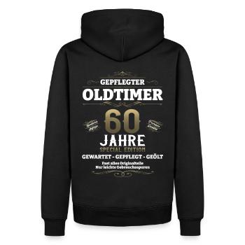 60. Geburtstag Mann Oldtimer Jahrgang 1963 - Männer Premium Bio Hoodie - Schwarz - Hinten - Nico (187cm)