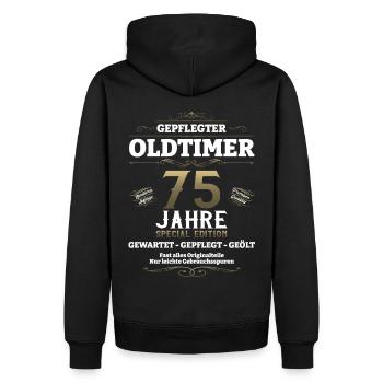 75. Geburtstag Mann Oldtimer Jahrgang 1948 - Männer Premium Bio Hoodie - Schwarz - Hinten - Nico (187cm)