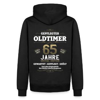 65. Geburtstag Mann Oldtimer Jahrgang 1958 - Männer Premium Bio Hoodie - Schwarz - Hinten - Nico (187cm)
