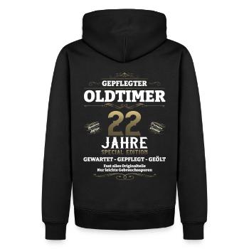 22. Geburtstag Mann Oldtimer Jahrgang 2001 - Männer Premium Bio Hoodie - Schwarz - Hinten - Nico (187cm)