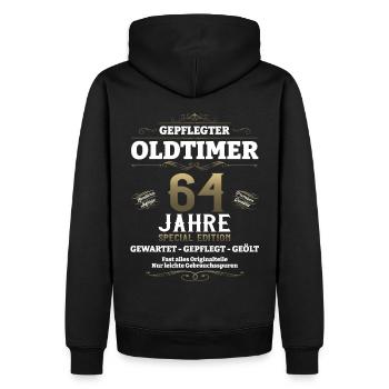 64. Geburtstag Mann Oldtimer Jahrgang 1959 - Männer Premium Bio Hoodie - Schwarz - Hinten - Nico (187cm)