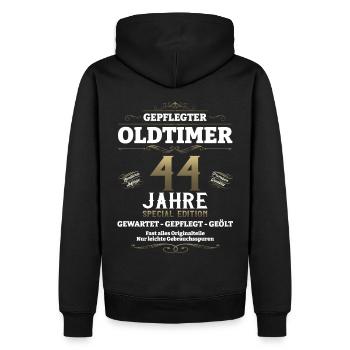 44. Geburtstag Mann Oldtimer Jahrgang 1979 - Männer Premium Bio Hoodie - Schwarz - Hinten - Nico (187cm)
