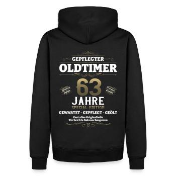 63. Geburtstag Mann Oldtimer Jahrgang 1960 - Männer Premium Bio Hoodie - Schwarz - Hinten - Nico (187cm)