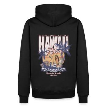 Hawaii Aloha Retro Urlaub Insel Geschenk USA - Männer Premium Bio Hoodie - Schwarz - Hinten - Nico (187cm)