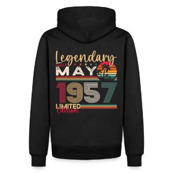 66e anniversaire Homme légendaire May Né en 1957 - Sweat à capuche Premium bio Homme - noir - Dos - Nico (187cm)