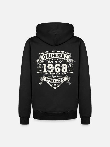 55. Geburtstag Mann Original Mai Jahrgang 1968 - Männer Premium Bio Hoodie - Schwarz