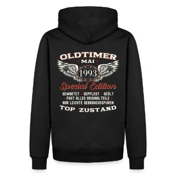 30. Geburtstag Mann Oldtimer Mai Jahrgang 1993 - Männer Premium Bio Hoodie - Schwarz - Hinten - Nico (187cm)