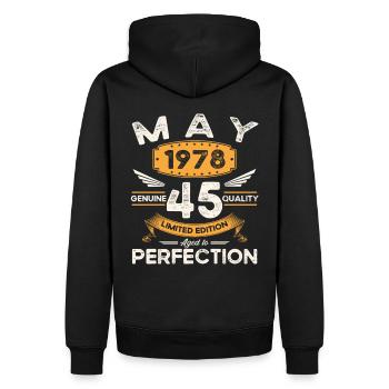 45e anniversaire Homme May né en 1978 Légendaire - Sweat à capuche Premium bio Homme - noir - Dos - Nico (187cm)