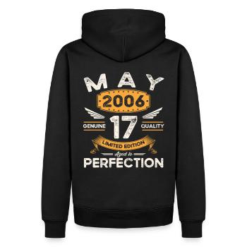17ème Anniversaire Man May Vintage 2006 Légendaire - Sweat à capuche Premium bio Homme - noir - Dos - Nico (187cm)