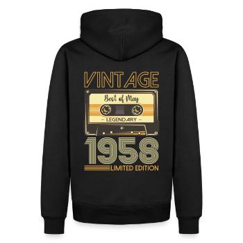 65 Birthday Man Woman Cassette May Vintage 1958 - Sweat à capuche Premium bio Homme - noir - Dos - Nico (187cm)
