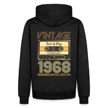 55 Birthday Man Woman Cassette Mai 1968 - Sweat à capuche Premium bio Homme - noir - Dos - Nico (187cm)