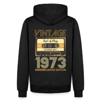 50 Birthday Man Woman Cassette Mai 1973 - Sweat à capuche Premium bio Homme - noir - Dos - Nico (187cm)