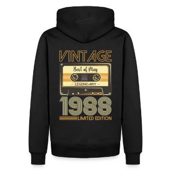 35 Birthday Man Woman Cassette Mai 1988 - Sweat à capuche Premium bio Homme - noir - Dos - Nico (187cm)