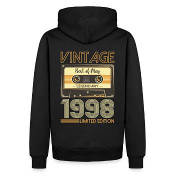 25 Birthday Man Woman Cassette Mai 1998 - Sweat à capuche Premium bio Homme - noir - Dos - Nico (187cm)